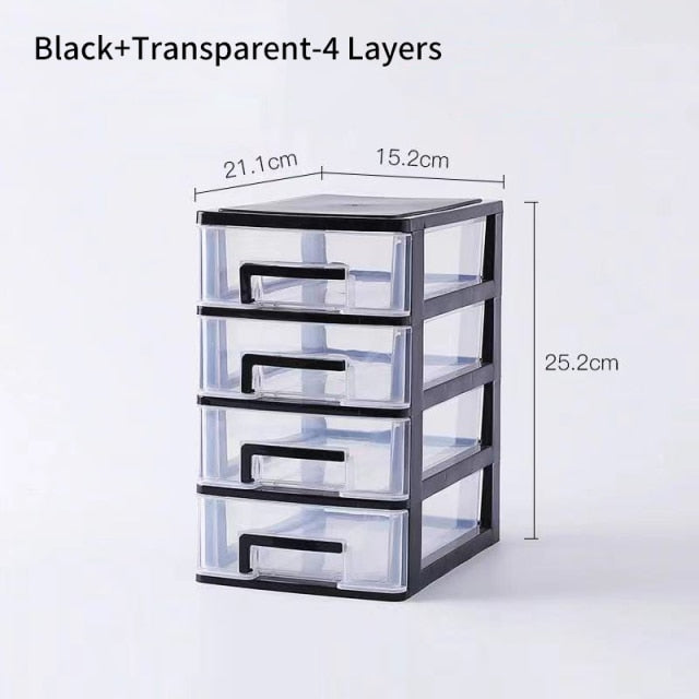 Transparent Desktop Organizer Boxes Small Storage Drawers Plastic Container Multilayer Desk Stationery Organizer Key Storage Box
