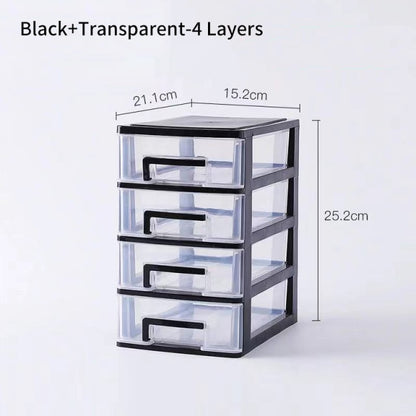 Transparent Desktop Organizer Boxes Small Storage Drawers Plastic Container Multilayer Desk Stationery Organizer Key Storage Box