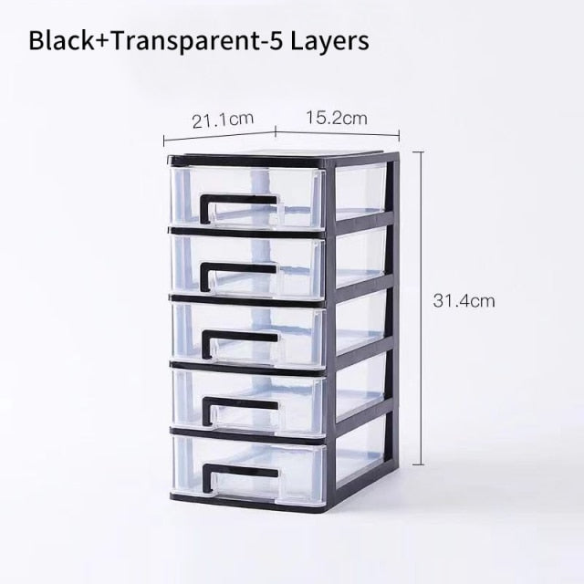 Transparent Desktop Organizer Boxes Small Storage Drawers Plastic Container Multilayer Desk Stationery Organizer Key Storage Box