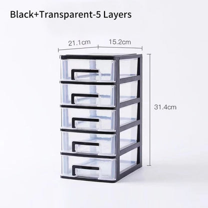 Transparent Desktop Organizer Boxes Small Storage Drawers Plastic Container Multilayer Desk Stationery Organizer Key Storage Box