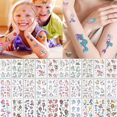 10 Sheets/Set Children Cute Cartoon Unicorn Temporary Tattoo Stickers Baby