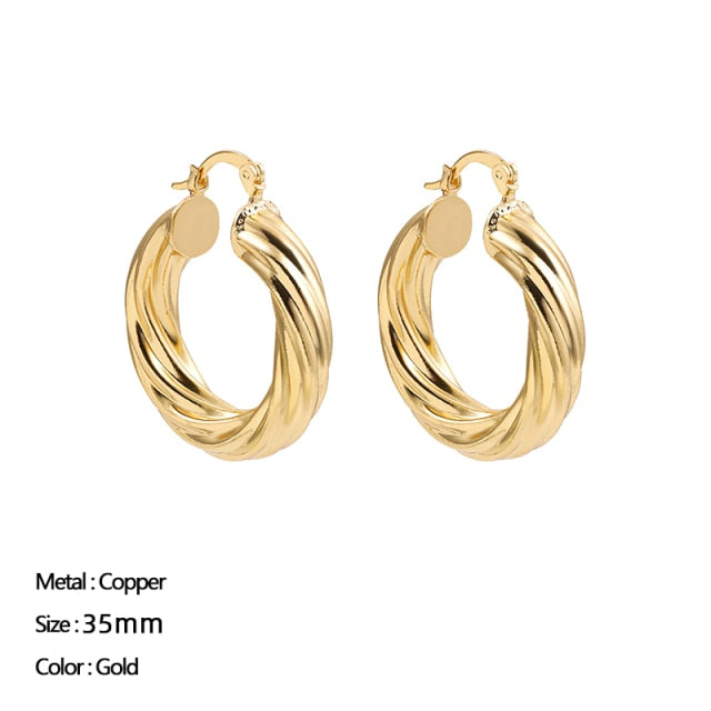 Classic Stainless Steel Ear Buckle for Women Trendy Gold Color