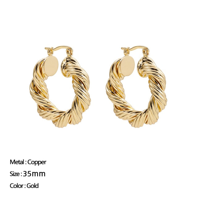 Classic Stainless Steel Ear Buckle for Women Trendy Gold Color