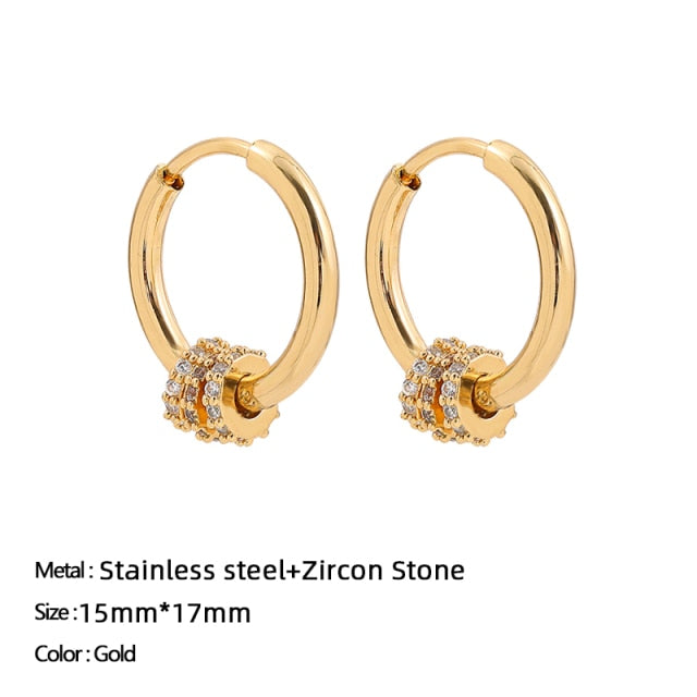 Classic Stainless Steel Ear Buckle for Women Trendy Gold Color