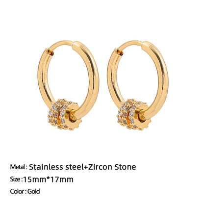 Classic Stainless Steel Ear Buckle for Women Trendy Gold Color