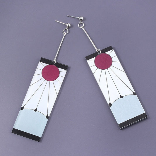 Fashion Acrylic Tanjiro Earrings Demon Slayer Earrings Anime Cosplay