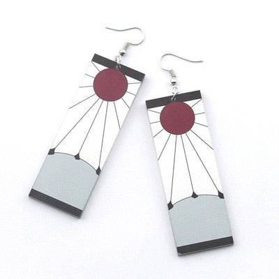 Fashion Acrylic Tanjiro Earrings Demon Slayer Earrings Anime Cosplay