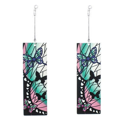 Fashion Acrylic Tanjiro Earrings Demon Slayer Earrings Anime Cosplay