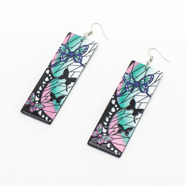 Fashion Acrylic Tanjiro Earrings Demon Slayer Earrings Anime Cosplay