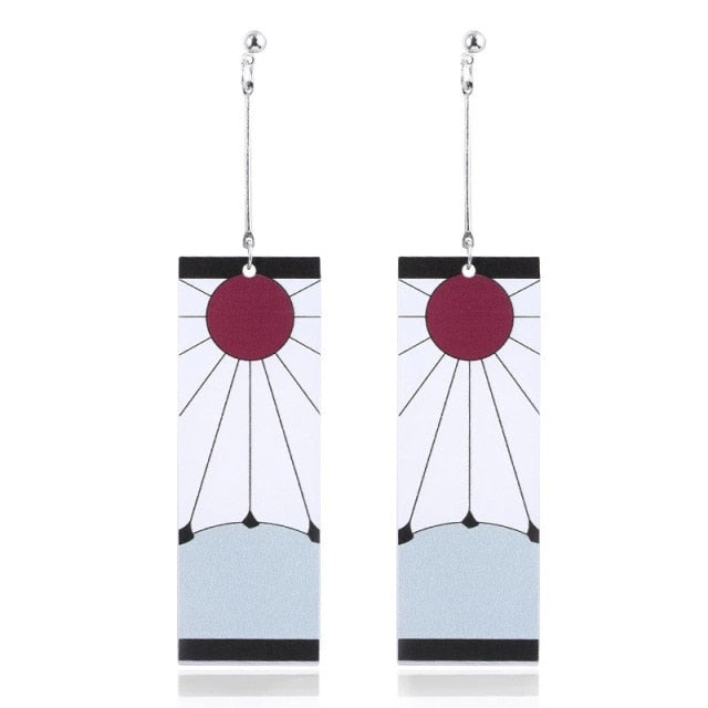 Fashion Acrylic Tanjiro Earrings Demon Slayer Earrings Anime Cosplay