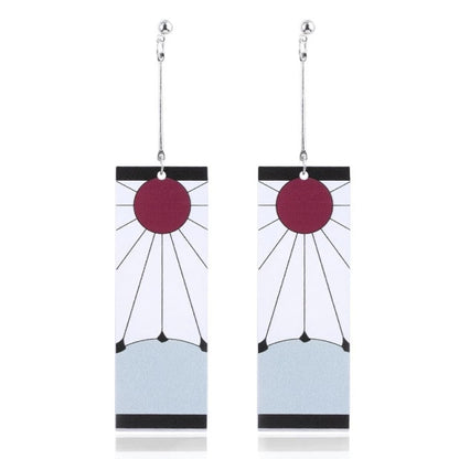 Fashion Acrylic Tanjiro Earrings Demon Slayer Earrings Anime Cosplay
