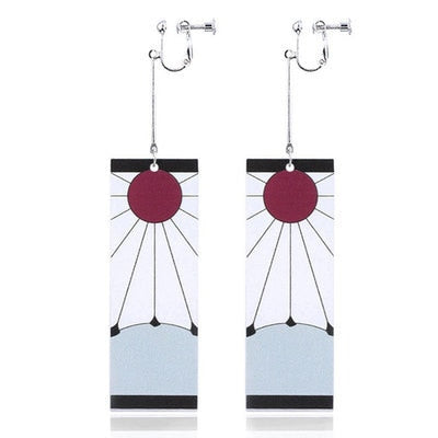 Fashion Acrylic Tanjiro Earrings Demon Slayer Earrings Anime Cosplay