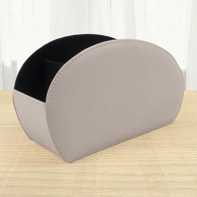 New Arrival 5/3 Grid Pu Leather Desktop Organizer Pen Remote Control Phone And Tv Holder Desk Storage Box Office Home Stationery