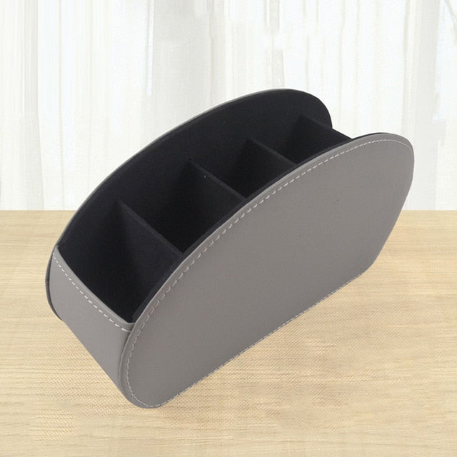 New Arrival 5/3 Grid Pu Leather Desktop Organizer Pen Remote Control Phone And Tv Holder Desk Storage Box Office Home Stationery