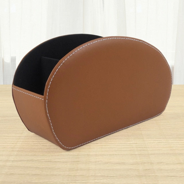 New Arrival 5/3 Grid Pu Leather Desktop Organizer Pen Remote Control Phone And Tv Holder Desk Storage Box Office Home Stationery