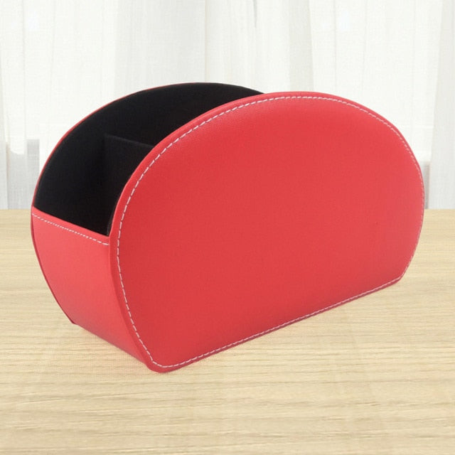 New Arrival 5/3 Grid Pu Leather Desktop Organizer Pen Remote Control Phone And Tv Holder Desk Storage Box Office Home Stationery
