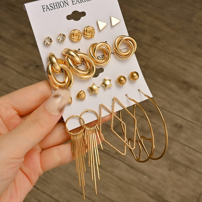 Fashion Geometric Hoop Earrings Set for Women Statement Vintage