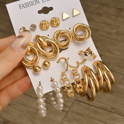 Fashion Geometric Hoop Earrings Set for Women Statement Vintage