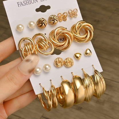 Fashion Geometric Hoop Earrings Set for Women Statement Vintage