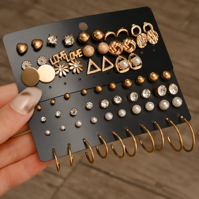 Fashion Geometric Hoop Earrings Set for Women Statement Vintage