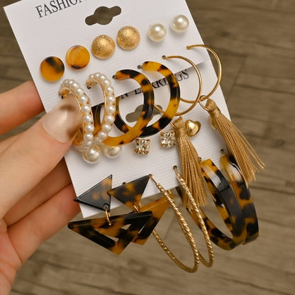 Fashion Geometric Hoop Earrings Set for Women Statement Vintage