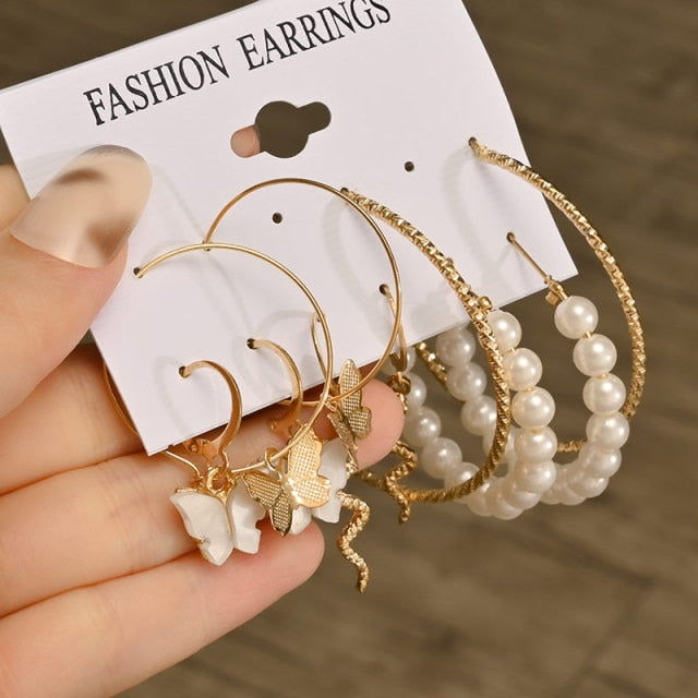 Fashion Geometric Hoop Earrings Set for Women Statement Vintage