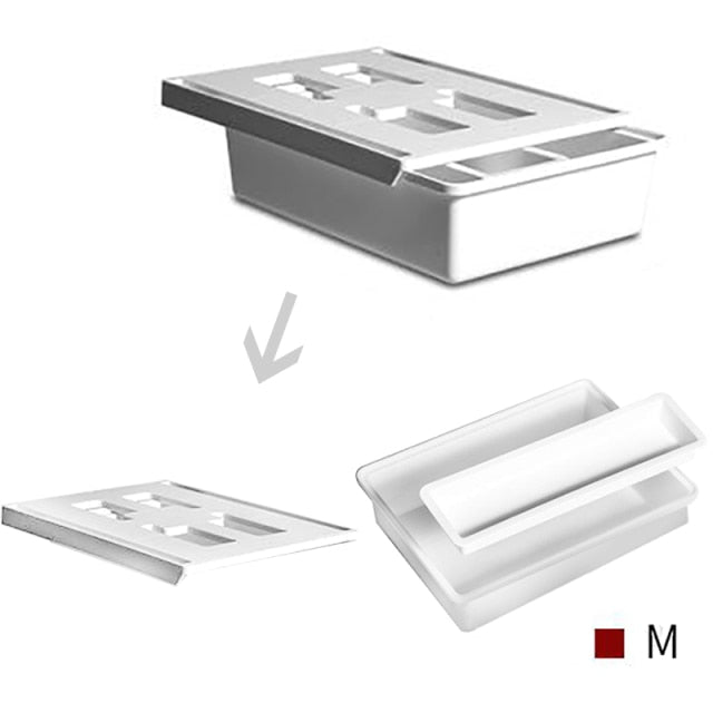 Self-Adhesive Under Desk Drawer Hidden Storage Box Makeup Organizer Self Stick School Stationery Case Pencil Tray Pen Holder - Shopy Max