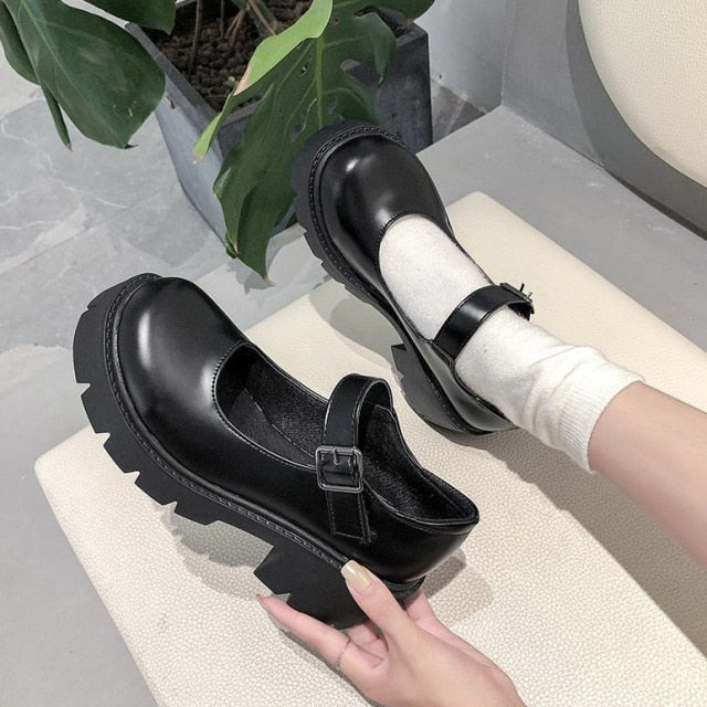 shoes on heels Lolita platform shoes women Japanese Style Mary Jane Shoes