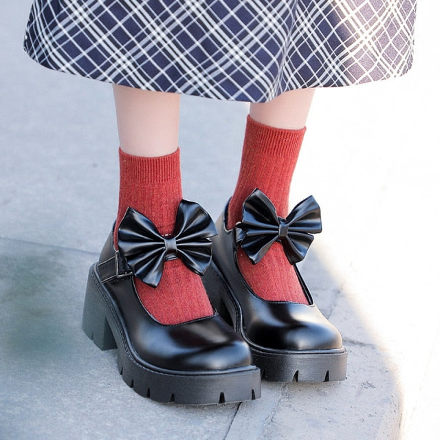 shoes on heels Lolita platform shoes women Japanese Style Mary Jane Shoes