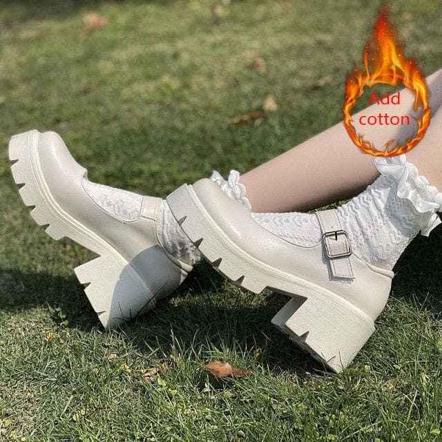 shoes on heels Lolita platform shoes women Japanese Style Mary Jane Shoes