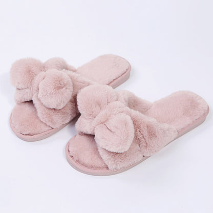 Winter Women House Slippers Faux Fur Fashion Warm Shoes Woman Slip on Flats Female Slides Black Pink cozy home  furry slippers
