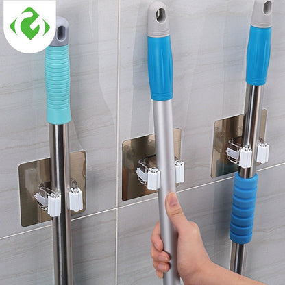 GUANYAO Adhesive Multi-Purpose Hooks Wall Mounted Mop Organizer Holder