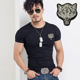 2017 Brand Men's Wolf embroidery Tshirt Cotton Short Sleeve T Shirt Spring Summer