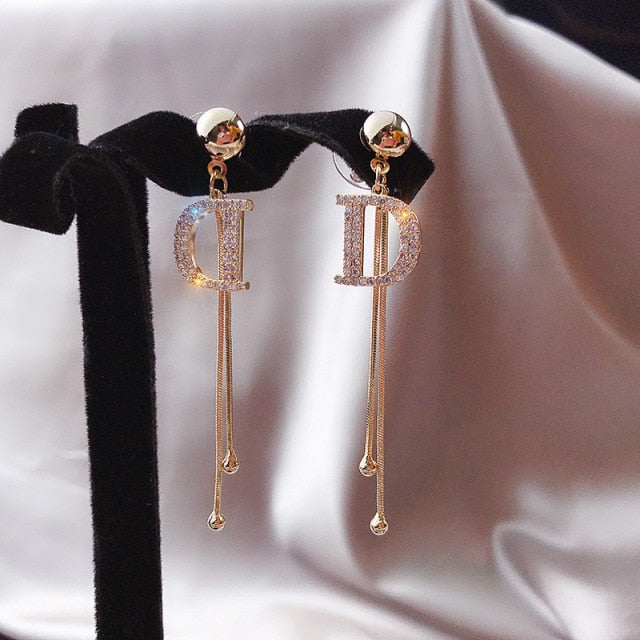 Fashion Crystal Butterfly Clip On Earring Pearl Bead Ear Cuff Long Tassels