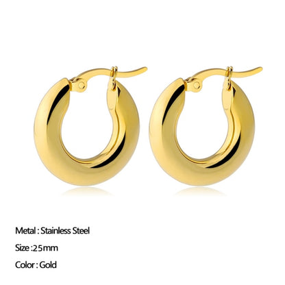 Classic Stainless Steel Ear Buckle for Women Trendy Gold Color