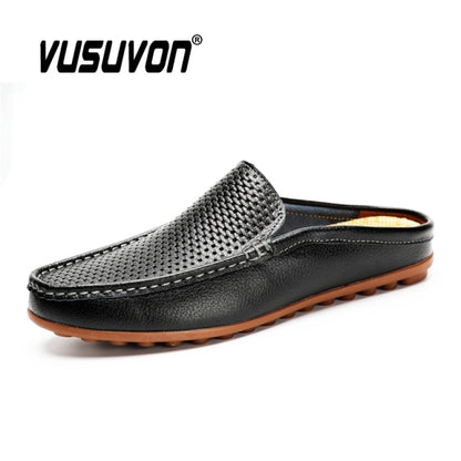 Italian Men Slippers Genuine Leather Loafers Moccasins Outdoor