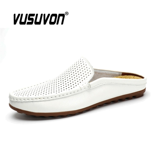 Italian Men Slippers Genuine Leather Loafers Moccasins Outdoor