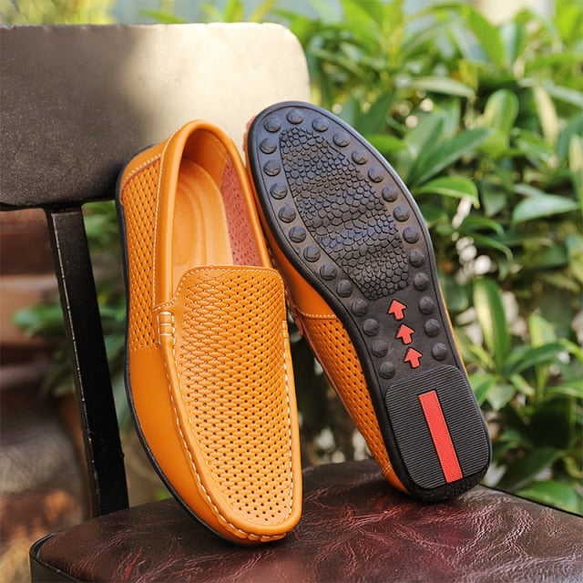 Italian Men Slippers Genuine Leather Loafers Moccasins Outdoor