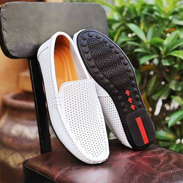 Italian Men Slippers Genuine Leather Loafers Moccasins Outdoor