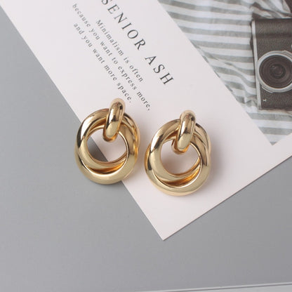 Twist Metal Stud Earrings for Women Hollow Geometric Statement