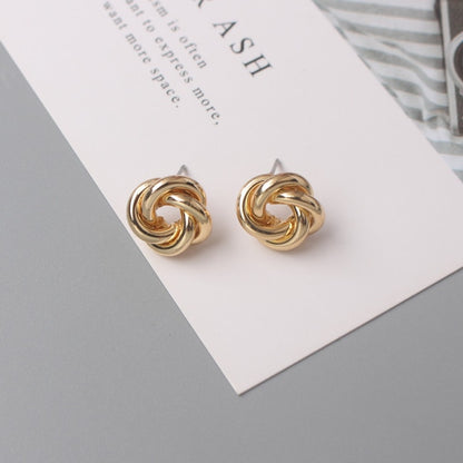 Twist Metal Stud Earrings for Women Hollow Geometric Statement