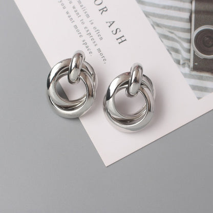 Twist Metal Stud Earrings for Women Hollow Geometric Statement