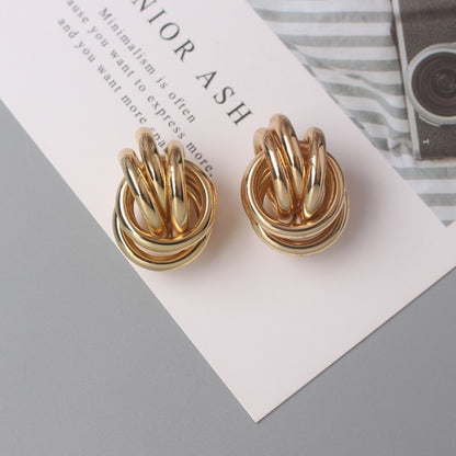 Twist Metal Stud Earrings for Women Hollow Geometric Statement