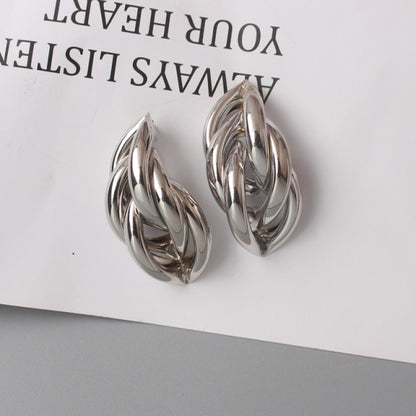 Twist Metal Stud Earrings for Women Hollow Geometric Statement