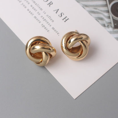 Twist Metal Stud Earrings for Women Hollow Geometric Statement