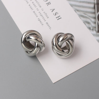 Twist Metal Stud Earrings for Women Hollow Geometric Statement