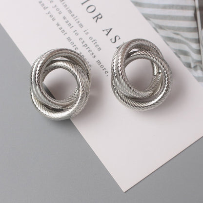 Twist Metal Stud Earrings for Women Hollow Geometric Statement