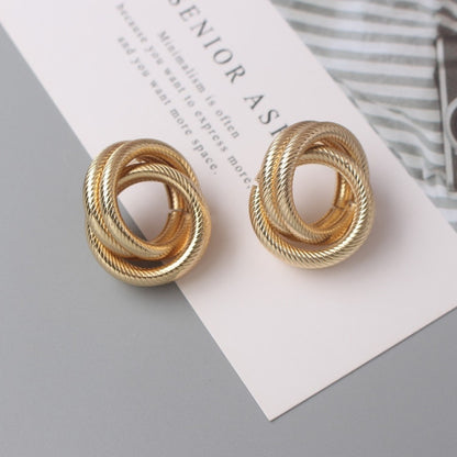 Twist Metal Stud Earrings for Women Hollow Geometric Statement