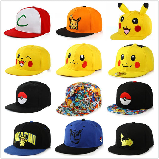 Pokemon Pikachu baseball cap peaked cap cartoon anime character flat brim