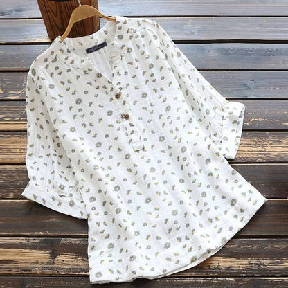 Summer Flower Printed Blouse ZANZEA Women Vintage Short Sleeve Tops Casual